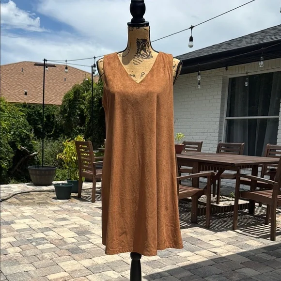 Anne Klein | Dresses | Anne Klein Brown Suede Sleeveless Dress Size Medium  | Poshmark